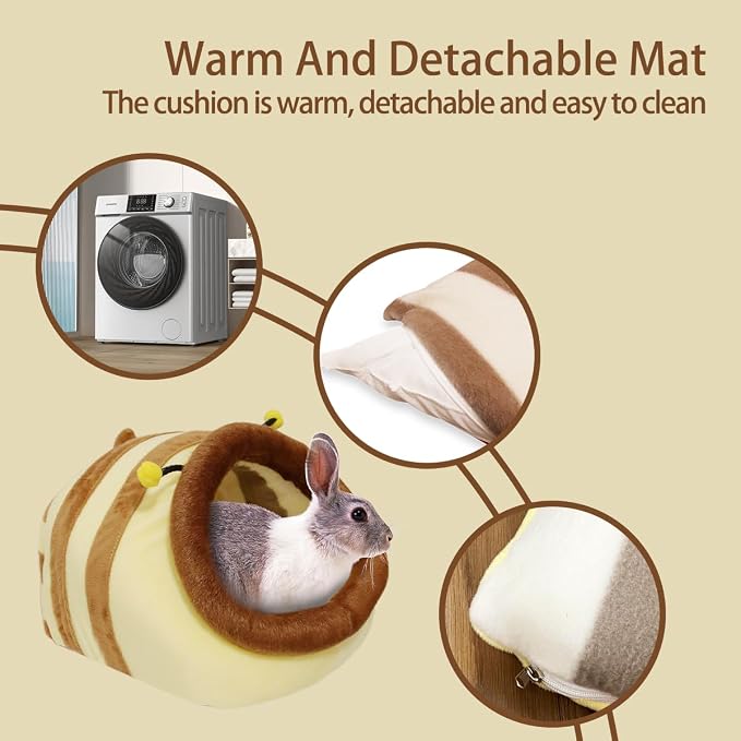 EAEDMY Guinea Pig Bed House & Hideout for Rat Bearded Dragon Hedgehog Ferret to Sleep and Hide, Guinea Pig Cage Accessories Habitat Décor (X-Large, 5.Wasp)