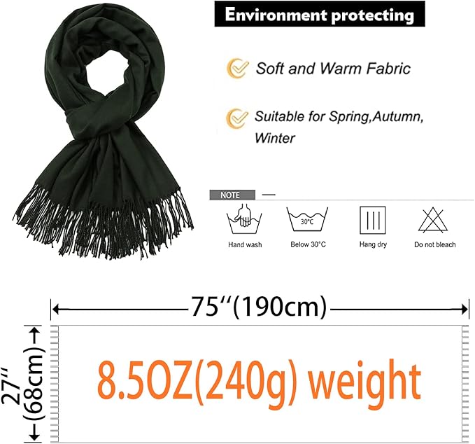 RIIQIICHY Women's Scarf Pashmina Shawls and Wraps for Evening Dress Bridesmaid Wedding Bridal Winter Warm Long Large Scarves