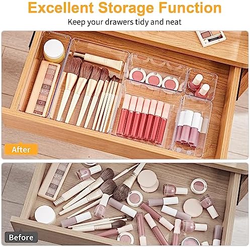 SMARTAKE 22-Piece Drawer Organizer with Non-Slip Silicone Pads, 5-Size