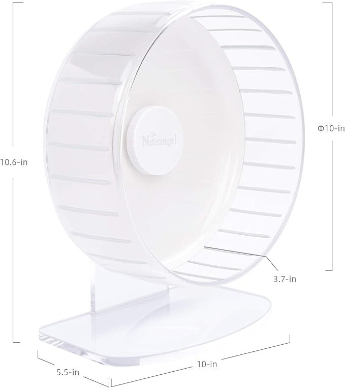Niteangel Super-Silent Hamster Exercise Wheels: Quiet 10 inch Running Wheel | Can 10.6-13.4" Adjustable Height - No Bend Back Spinner Running for Dwarf Syrian Hamster Gerbils Mice Or Other Small Animal