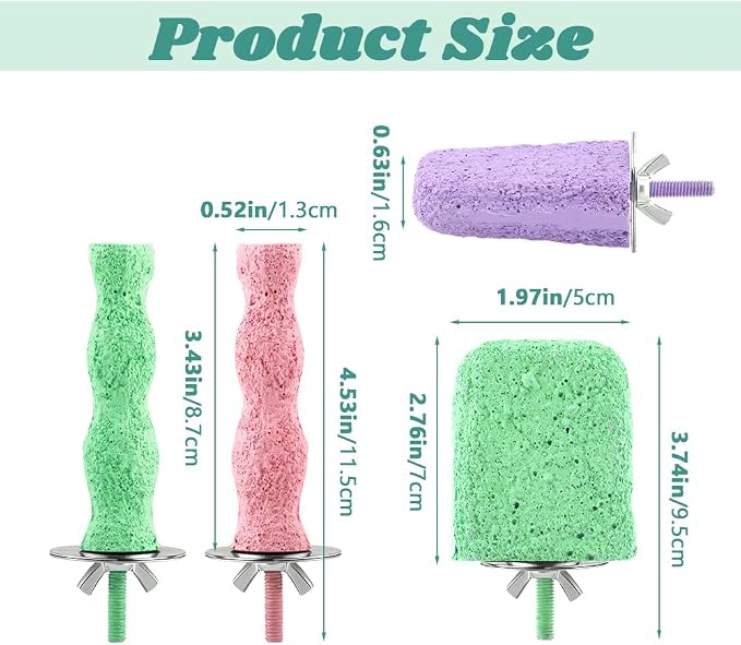 4 PCS Bird Beak Grinding Stone Perch Platform for Parrots | Grinding Stone Perch Set Helps Support Natural Beak And Claw Wear For Budgies, Parakeets, Cockatiels, And Conures.