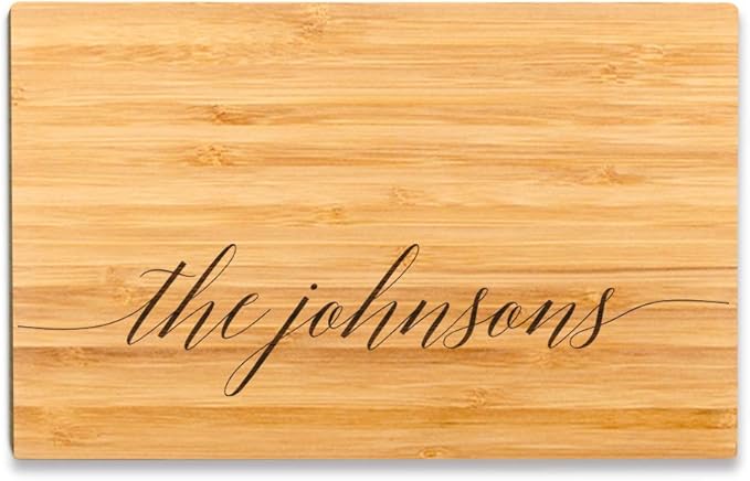 Andaz Press Personalized Laser Engraved Small Bamboo Wood Cutting Board, 9.5 x 6-inch, Family Last Name Surname, Custom Wedding Bridal Shower Anniversary Housewarming Birthday Gift Ideas