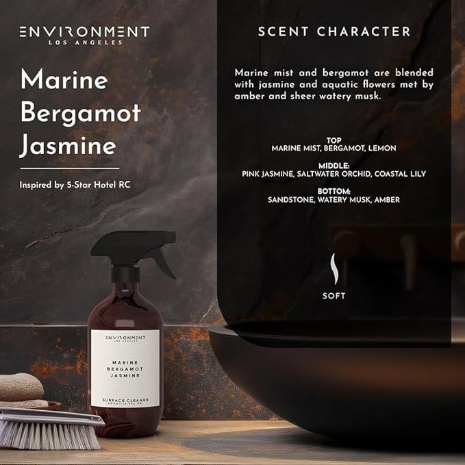 ENVIRONMENT Inspired by 5-Star Resort RC Surface Cleaner, 16oz Luxury Surface Cleaner (Marine | Bergamot | Jasmine) Home Essentials, Scented Cleaning Products, Vegan & Cruelty-Free