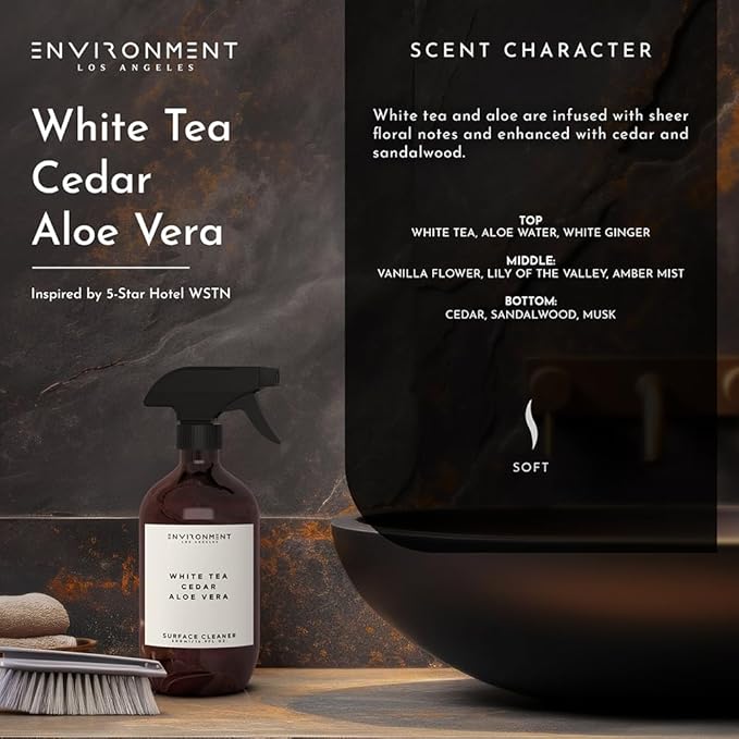 ENVIRONMENT Inspired by 5-Star Resort WSTN Surface Cleaner, 16oz Luxury Surface Cleaner (White Tea | Cedar | Aloe Vera) Home Essentials, Scented Cleaning Products, Vegan & Cruelty-Free