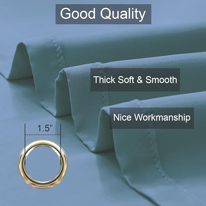 LA PALMA Thermal Insulated Blackout Darkening Grommet Living Room Curtains Window Drapes for Bedroom Pack of 2 Panels
