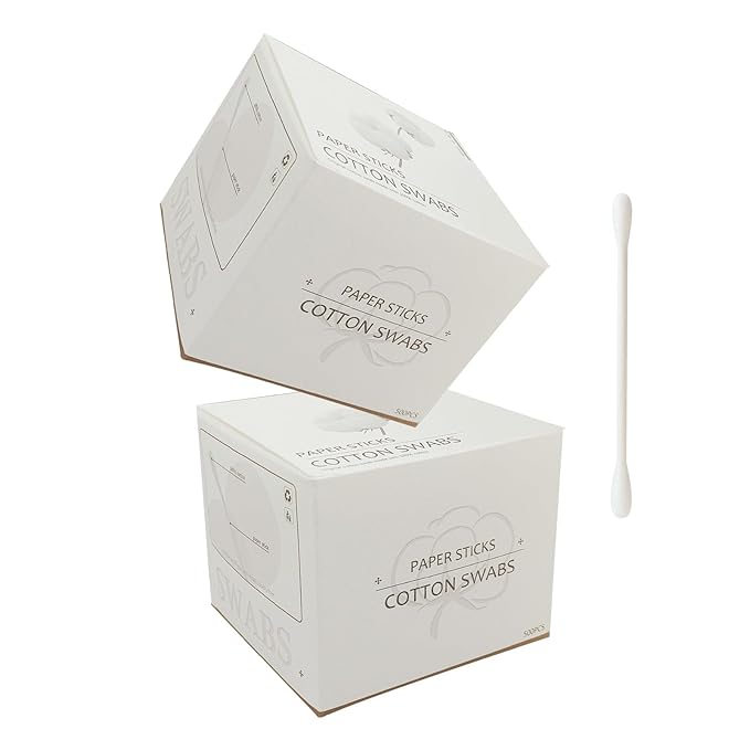 Natural Paper Cotton Swabs 2000ct, Biodegradable Double Tips Cotton Buds for Personal Care