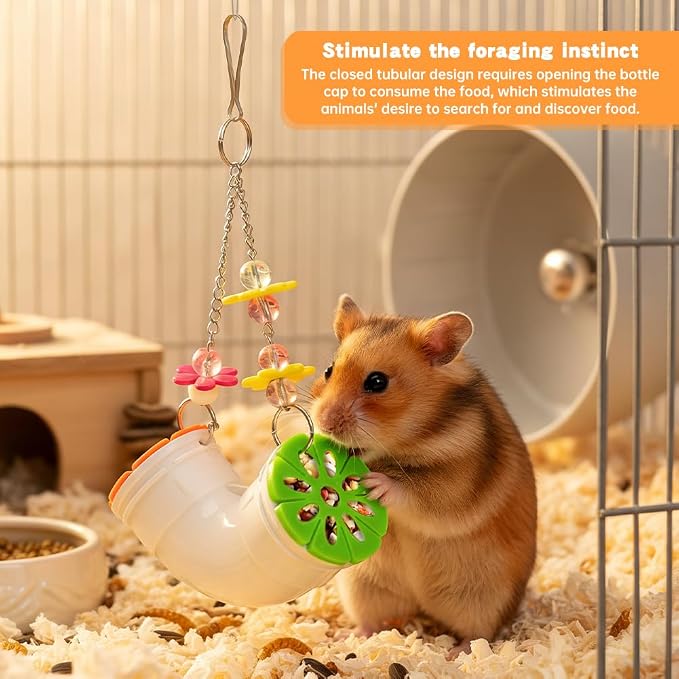 Mouse Rat' Enrichment Toys, Rat' Foraging Toy, Interactive Treat Dispenser Slow Feeder Hanging Fancy Mice Cage Accessories for Ra-ts Guinea Pig Small Pet, Wide Opening (Random)