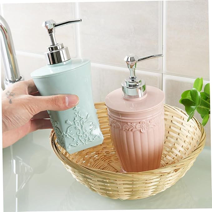 Emulsion Pump Press Bottle Refillable Square Shampoo and Lotion Dispenser Eco-Friendly Portable Container Light Blue for Home Use