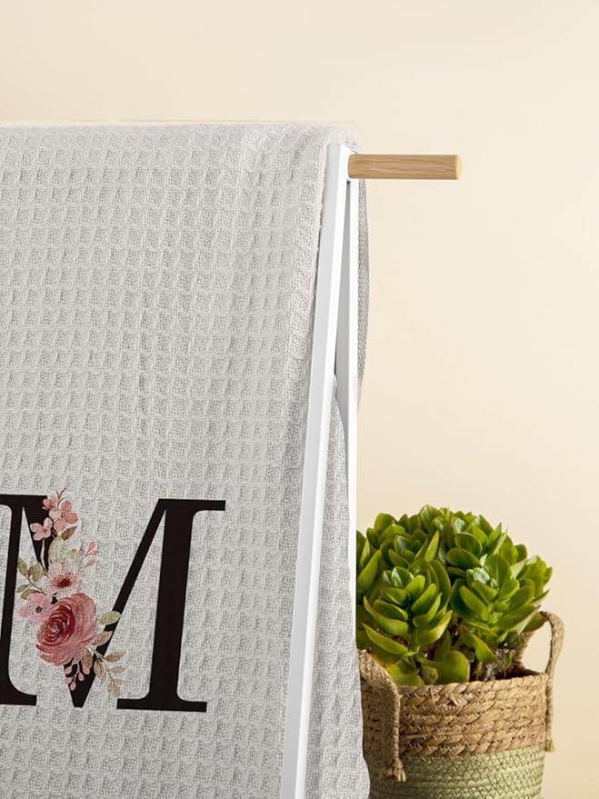 Kitchen Towel, Personalized Gifts Mode Monogram Letter M Kitchen Towel for Kitchen Dinning Bathroom, Christmas Birthday Gifts for Women, Kitchen Towels and Dishcloths Sets 16×24 Inches