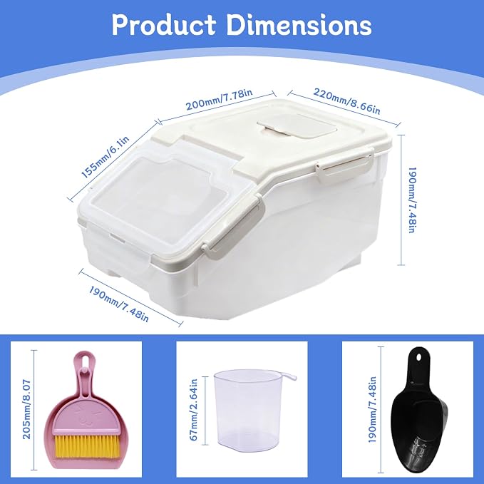 Saim Extra Large Chinchilla Sand Bath Container, 7.4-Inch Hight Dust Bath House with Low-Mess Lid & Scoop, Digging Box for Hamster Hedgehog Small Animals - Gray