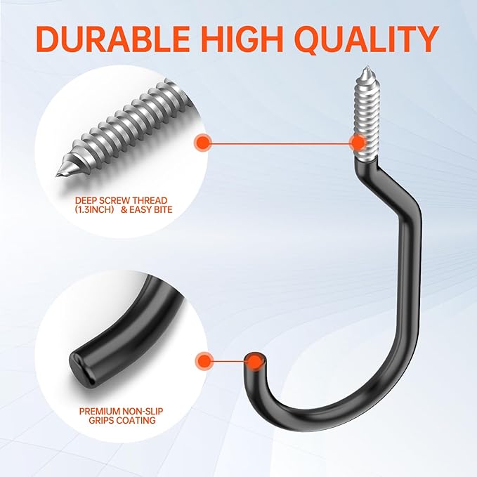 8-Pack Heavy Duty Bike Hook, Loading Capacity 100 LBS, 6 inch, Bike Hooks for Garage Wall and Garage Ceiling