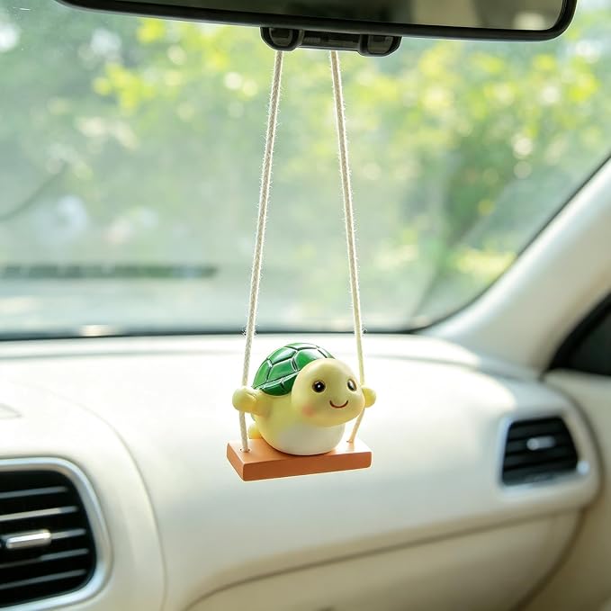 YGMONER Swinging Tortoise Car Hanging Ornament – Funny Rear View Mirror Hanging Accessories, Ideal Gift for Animal Lovers (Tortoise)