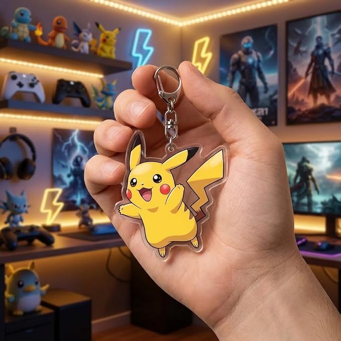 PumpCar Acrylic Keychain Double-Sided Charm Key Ring with Metal Clip Backpack Charm Bag and Car Key Accessory Collectible