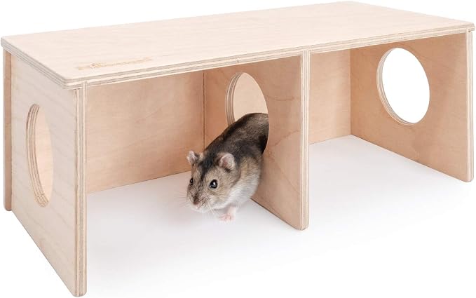 Niteangel Hamster Secret Peep Shed 2-Chamber Hideout & Tunnel Exploring Toys (Small - for Dwarf Hamster)