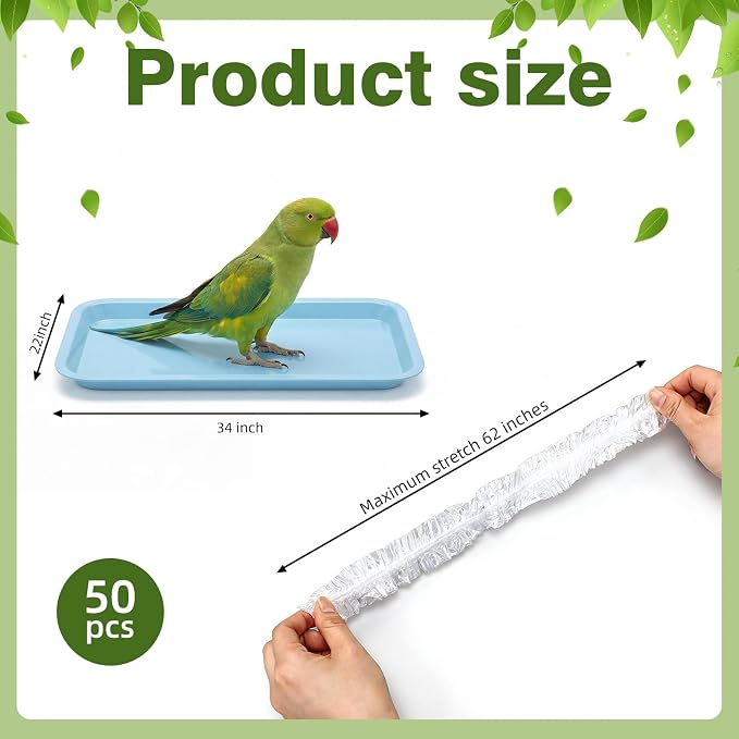 50 Pcs Disposable Bird Cage Liners Bags Accessories,Large Style | Clear Plastic Parakeet Liner Bags, Universal Birdcage Liner Bags for Parakeets, Parrots, Finches, Canaries, Cockatiels