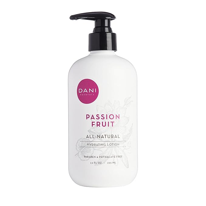 DANI Naturals Hand & Body Lotion - Juicy Passion Fruit Scented, Deep Hydration for Dry & Dull Skin with Shea Butter, Aloe Vera & Vitamin E, Vegan, Paraben-Free, 12 Oz