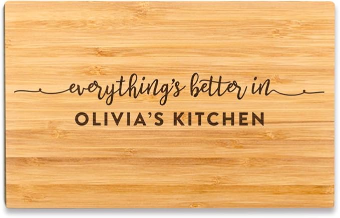 Andaz Press Personalized Laser Engraved Small Bamboo Wood Cutting Board, 9.5 x 6-inch, Everything is Better in Your Kitchen, 1-Pack, Custom Grandma Mother's Day Mom's Birthday Grandma Cutting Board