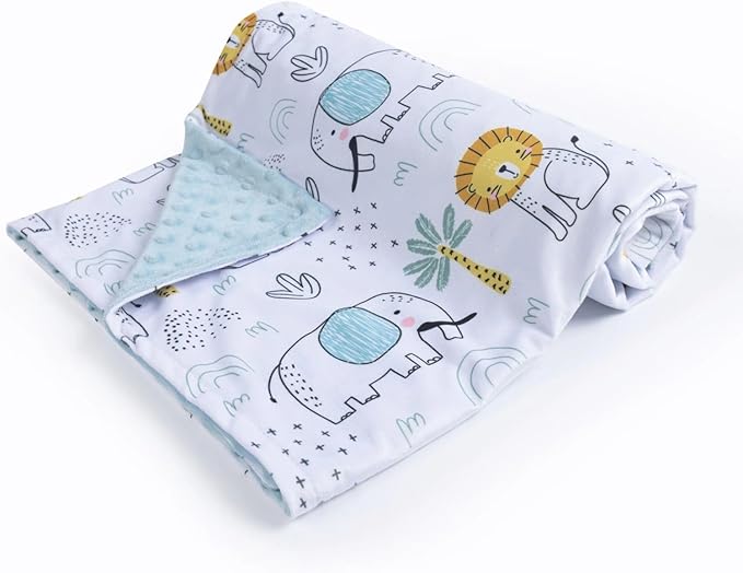 Baby Blanket for Boys Girls Soft Minky with Double Layer Dotted Backing, Cartoon Printed 30 x 40 Inch Receiving Blanket (Elephant)