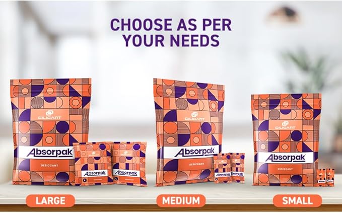 Absorpak Desiccant Packs for Storage - Silica Gel Packets Moisture Control - 500 pcs Small (2g each) - Silica Packets for Shoes, Clothes, Electronics, Moisture Absorbers for Food Pantries & Households