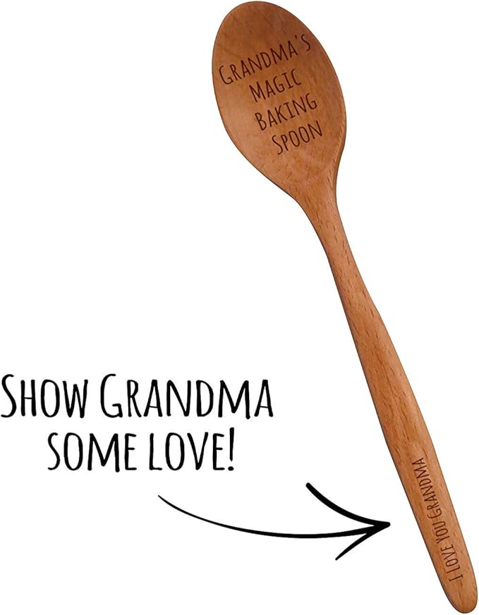 Laser Engraved "Grandma's Magic Baking Spoon" Wooden Spoon - New Grandmother Gifts - Baking Gifts - Grandma To Be Gifts