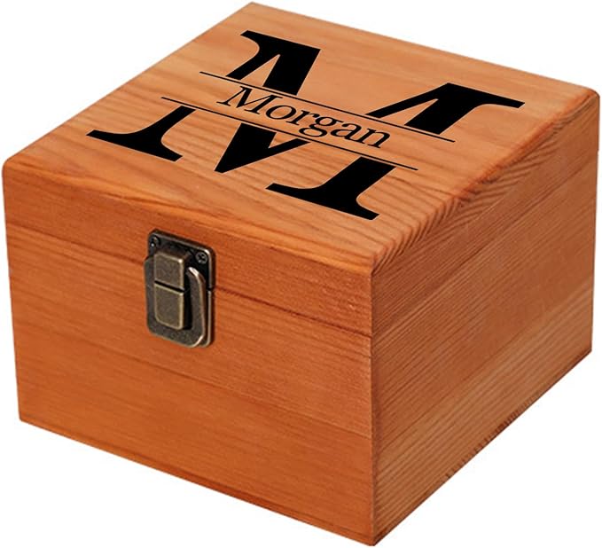 Personalized Keepsake Memory Box Custom Name Wooden Decorative Storage Box with Lids, Christmas Gift Box for Women Men Customized Gifts for Birthday Anniversary Wedding Graduation