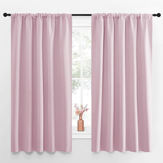 NICETOWN Room Darkening Curtains and Drapes - Thermal Insulated Rod Pocket Room Darkening Draperies for Dining Room (Lavender Pink, 2 Pieces, 52 inches Width by 63 inches Length)
