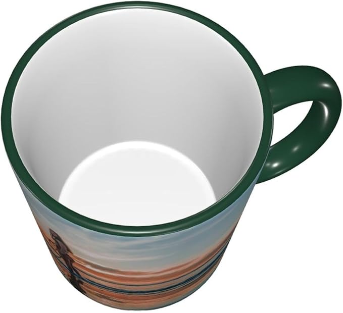Custom Mugs and Coffee Cups Partial or Full Size Printed Creative Designs Customizable with Your Photos Images Text (Full-Width, Dark Green)