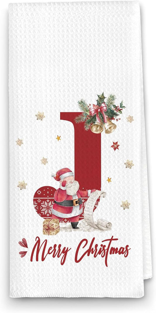 Christmas Initial Letter J Kitchen Towels Personalized Gifts Dish Towels Hand Towels for Kitchen Decorations, Christmas Birthday Gifts for Women, 24x16 Inch