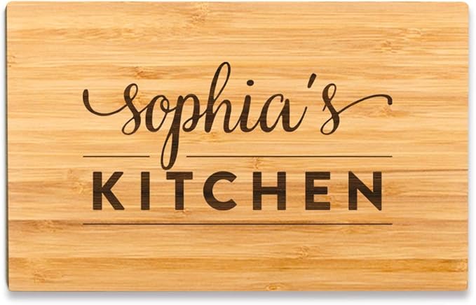 Andaz Press Personalized Laser Engraved Small Bamboo Wood Cutting Board, 9.5 X 6-Inch Your Kitchen 1-Pack, Custom Name Grandma Mother'S Day Mom's Birthday Cutting Boards For Kitchen Grandma Gift Ideas