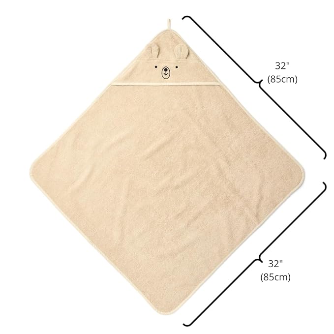 Baby Hooded Towel – Organic Cotton Baby Bath Towels, 32" x 32" Super-Soft and Absorbent Baby Towels for Newborn 2-Pack (Rabbit Blush/Bear Fog)