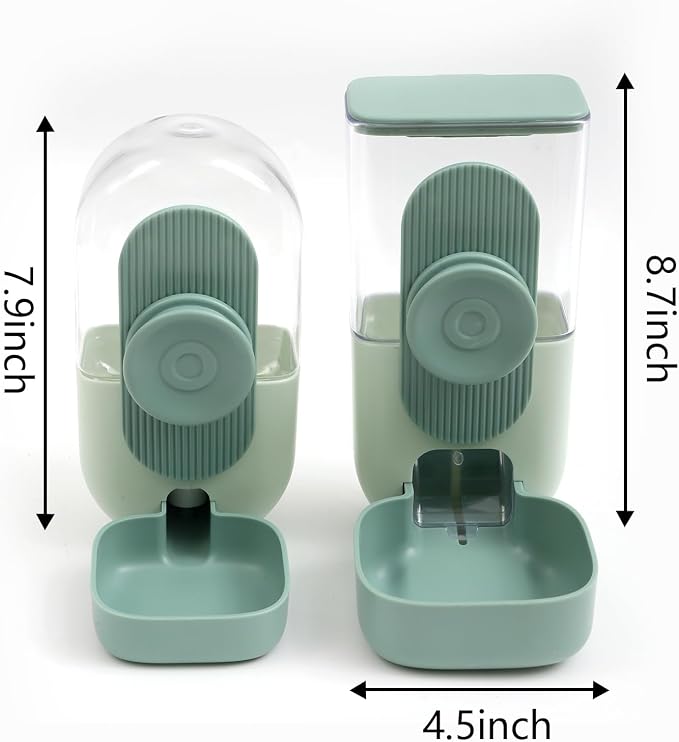 Kenond 35oz Rabbit Food Bowl,Bunny Water Dispenser,Feeders Waterer for Cage | Hanging Auto Ferret Food Water Dispenser, Auto Gravity Pet Feeder and Waterer Set, Cage Cat Food Bowl Dog Feeding Station