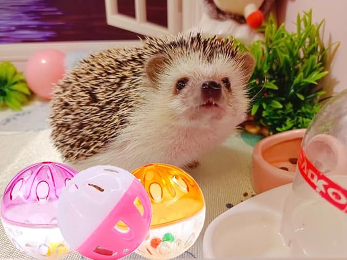 10 pcs Cute Hedgehog Enrichment Toys Hedgehog Supplies Cage Accessories Small Animal Toys Ball Bell Pet Interactive Toy Stuffed Toys Exercise Ball for Hamster Lizard Turtle Tortoise Rats