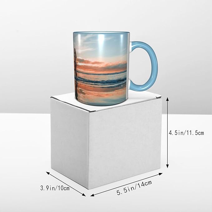 Custom Mugs and Coffee Cups Partial or Full Size Printed Creative Designs Customizable with Your Photos Images Text (Full-Width, Sky Blue)