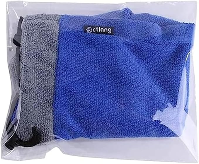2PC Ferret Bath Towel Bag, Fast Drying Absorbent Bathrobe with Adjustable Drawstring for Ferrets, Chinchilla, Guinea Pigs (Blue+Grey)