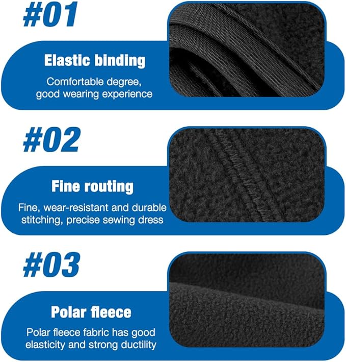Ear Warmers Headband, Fleece Earmuffs Running Headband Winter Ear Covers Moisture Wicking Ski Sport Headband for Men & Women (19.2 inches, One Size, Cycling)