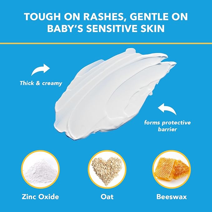 Triple Paste Diaper Rash Cream for Baby - 2 oz Tube - Zinc Oxide Ointment Treats, Soothes and Prevents Diaper Rash - Pediatrician-Recommended Hypoallergenic Formula with Soothing Botanicals