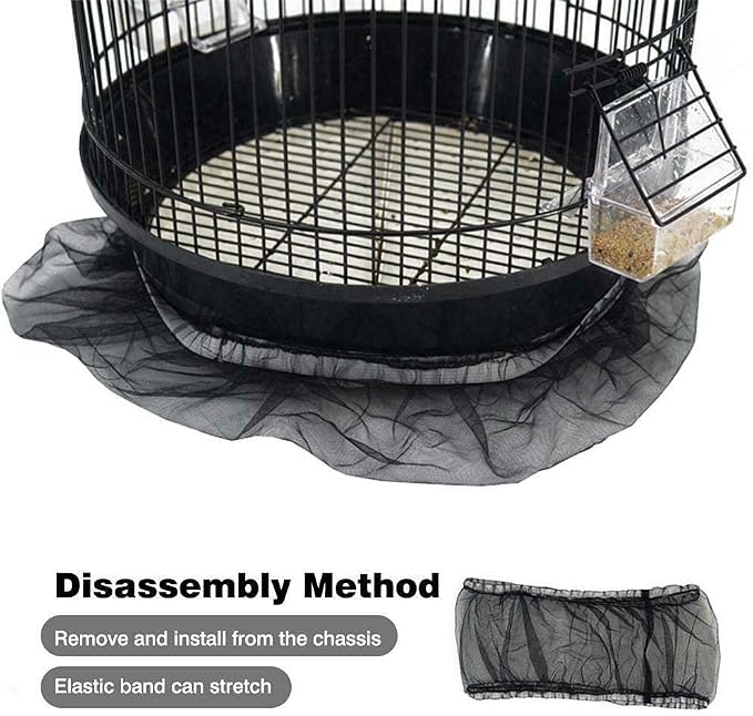 Universal Bird Cage Seed Catcher,Seed Catcher Guard Net Cover,Parrot Nylon Mesh Net Cover,Soft Airy Cage Net Stretchy Skirt for Round Square Cages