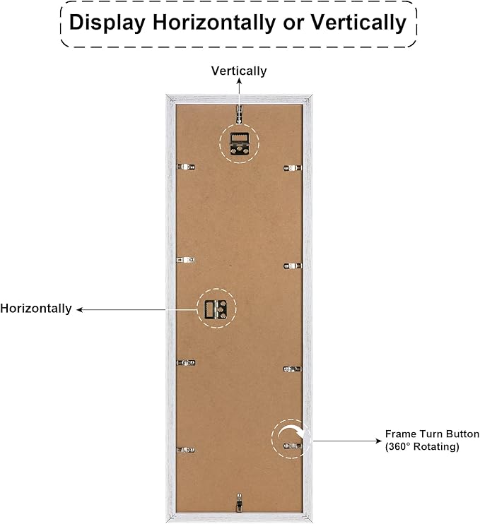 8x26 Collage frame with 6 Openings 4X6 Pictures, Multiple Picture Frame with Mat, Wall or Tabletop Decor, White Wood Grain (1 Pack)