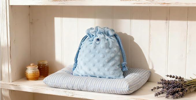 Sugar Glider Bonding Pouch Portable Drawstring Pouch Soft Sleeping Bag with Blue Braided Ribbon Small Animal Carrier- Hedgehog Hamster Ferret (Blue)
