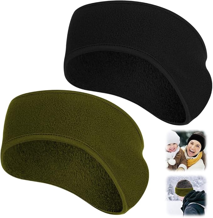 Ear Warmers Headband, Fleece Earmuffs Running Headband Winter Ear Covers Moisture Wicking Ski Sport Headband for Men & Women (19.2 inches, One Size, Cycling)