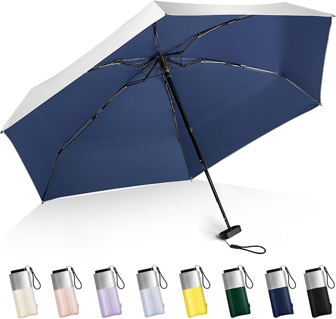 LEAGERA Mini Umbrella For Purse - UPF 50+ UV Blocker Sun Protection Umbrella, Small Micro Travel Parasol Design for Women