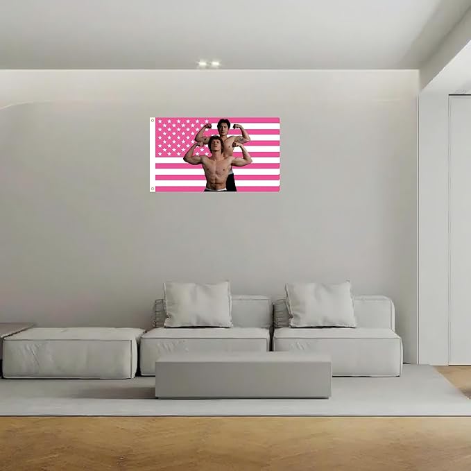 MAGJIUKE Heated Rivalry American Flag Tapestry, Pink USA Design, 3x5 Feet, Polyester with Brass Grommets, Barton Wall Decor for Bedroom