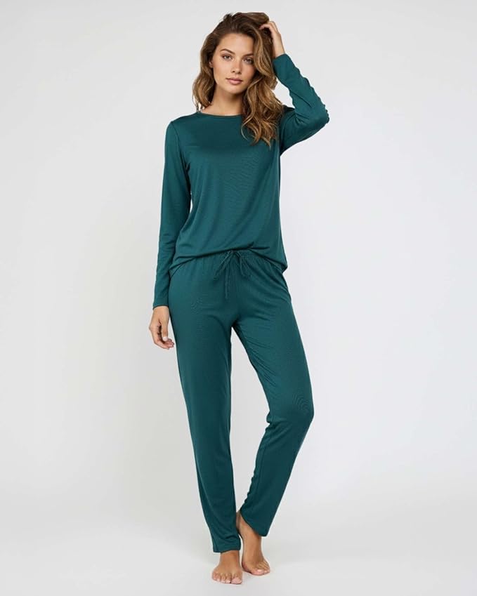 Real Essentials 2 Pack: Women's Comfy Pajama Sets - Short & Long Sleeve Ladies Loungewear Sleepwear PJs (Available In Plus)