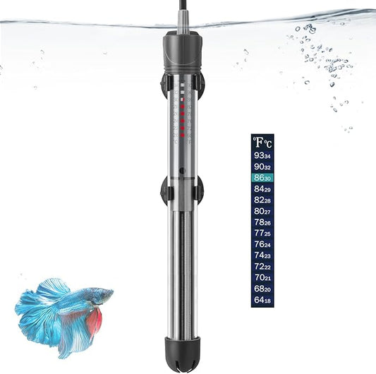 HITOP 100W 200W 300W Adjustable Aquarium Heater, Submersible Fish Tank Heater Thermostat with Suction Cup