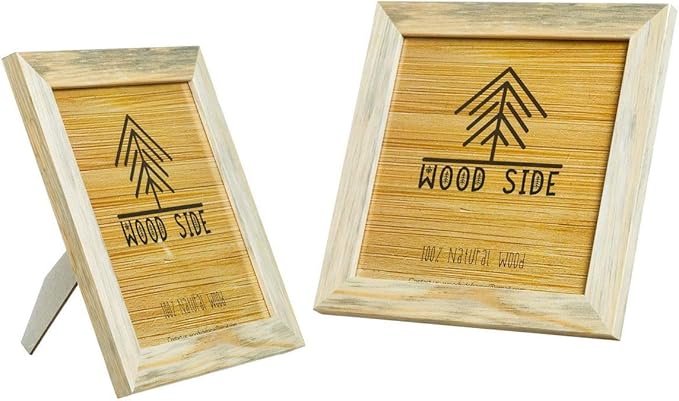 Rustic Wooden Square Picture Frames 8x8 - Set of 2 - Natural Solid Eco Wood with Real Glass for Wall Mounting and Tabletop Photo Frame