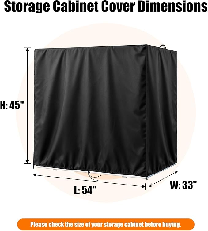 Kasla Storage Cabinet Cover, Outdoor Chest Storage Waterproof Cover, Weatherproof Cabinets Covers for Kitchen Patio Garden Backyard - 54"Lx33"Wx45"H
