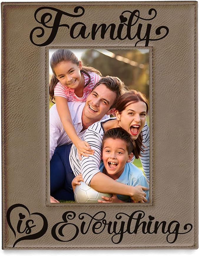 KATE POSH Family is Everything Engraved Leather Picture Frame (5x7-Vertical)