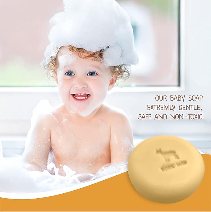 Relaxcation 3 Baby Soap Bars with Goat Milk and Honey - Naturally Cold Processed from Organic Ingredients - Handmade in USA - Ideal fro Newborns, babys, Kids and Adults (Pack of 3