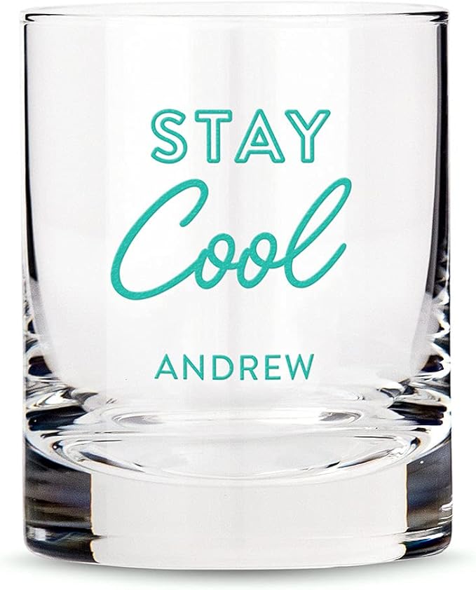 WEDDINGSTAR Personalized Whiskey Glass 11oz - Stay Cool Print