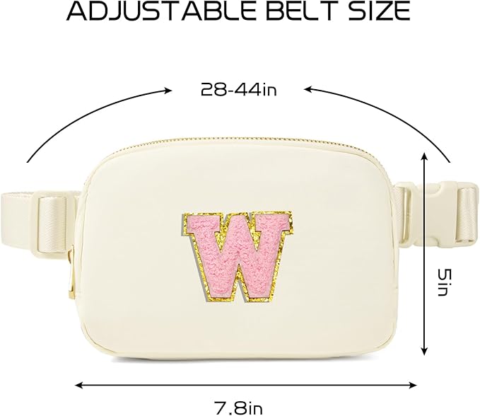 Gitus Personalized Gifts Birthday Gifts for Girls Fanny Pack Cross Body Bags with Initial Letter Preppy Stuff Gifts for Her Girlfriend Wife Sister Friends Mom (Ivory-W)